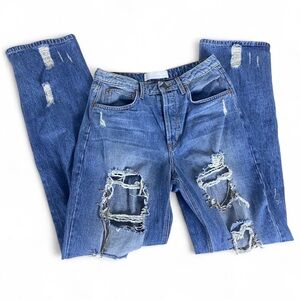 Naked Wardrobe Rhinestone chain jeans